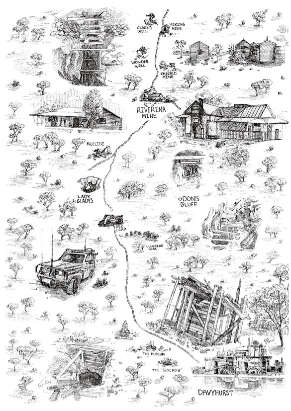 Mine Illustration - A3 Art Print