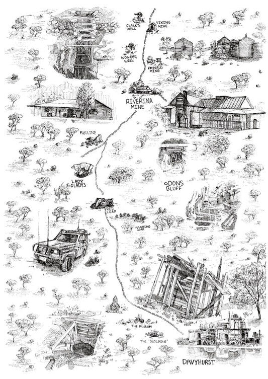 Mine Illustration - A3 Art Print